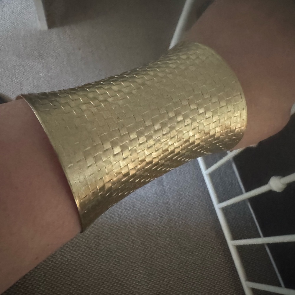 Vintage Gold Textured Cuff Bracelet - Picture 8 of 8